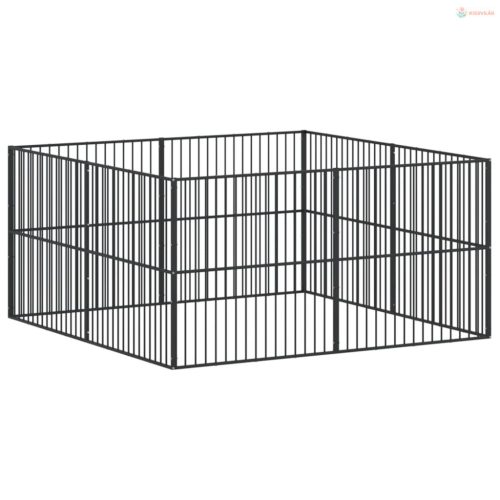8 paneles fekete porszórt acél kutyajáróka