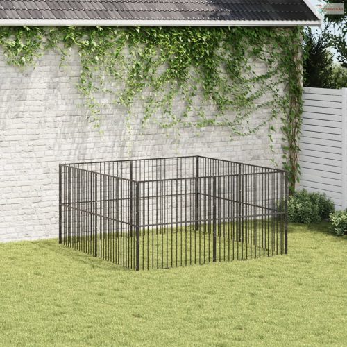 8 paneles fekete porszórt acél kutyajáróka