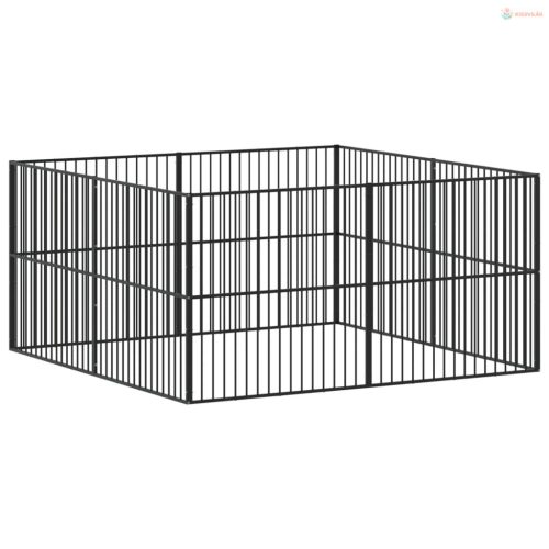 8 paneles fekete porszórt acél kutyajáróka