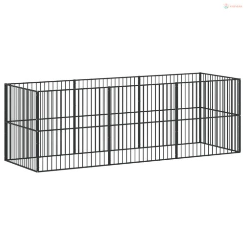8 paneles fekete porszórt acél kutyajáróka