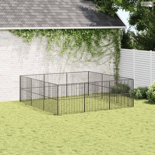 12 paneles fekete porszórt acél kutyajáróka