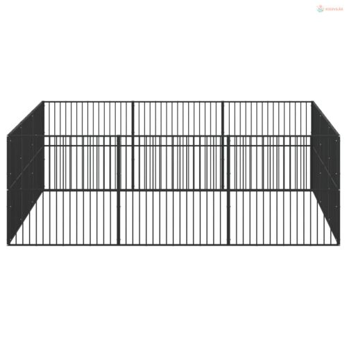 12 paneles fekete porszórt acél kutyajáróka