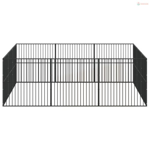 12 paneles fekete porszórt acél kutyajáróka