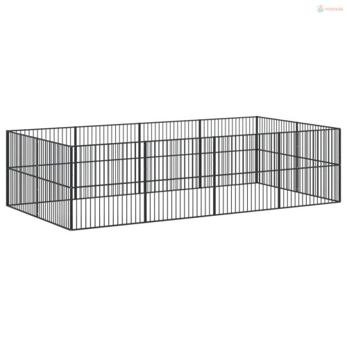 12 paneles fekete porszórt acél kutyajáróka