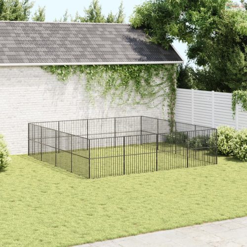 16 paneles fekete porszórt acél kutyajáróka