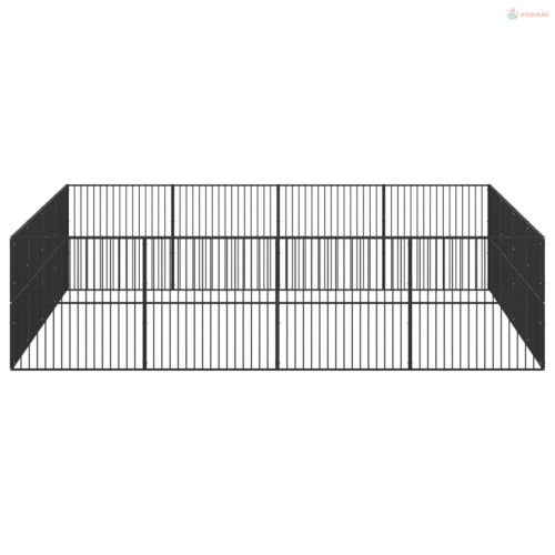 16 paneles fekete porszórt acél kutyajáróka