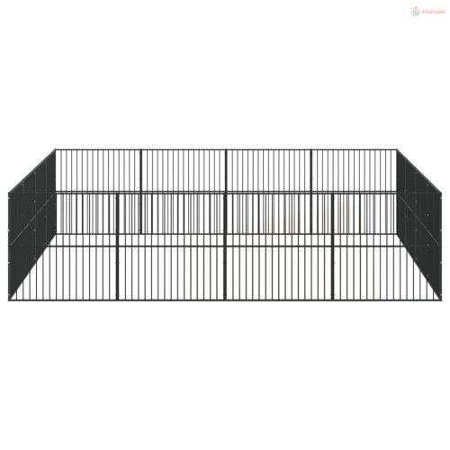 16 paneles fekete porszórt acél kutyajáróka