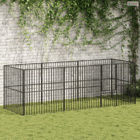 8 paneles fekete porszórt acél kutyajáróka