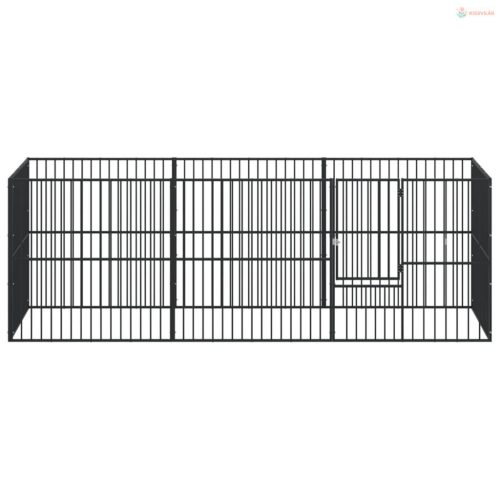 8 paneles fekete porszórt acél kutyajáróka
