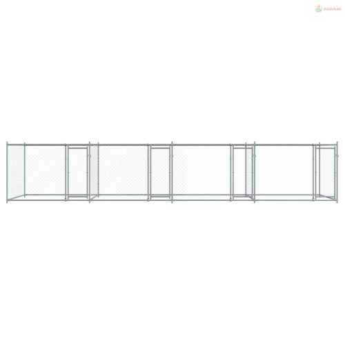 Szürke horganyzott acél kutyaketrec ajtókkal 8 x 2 x 1,5 m