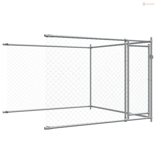 Szürke horganyzott acél kutyaketrec ajtókkal 8 x 2 x 1,5 m