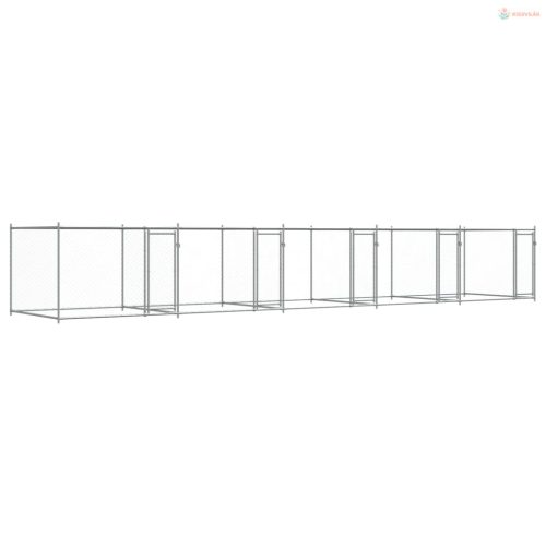 Szürke horganyzott acél kutyaketrec ajtókkal 10 x 2 x 1,5 m
