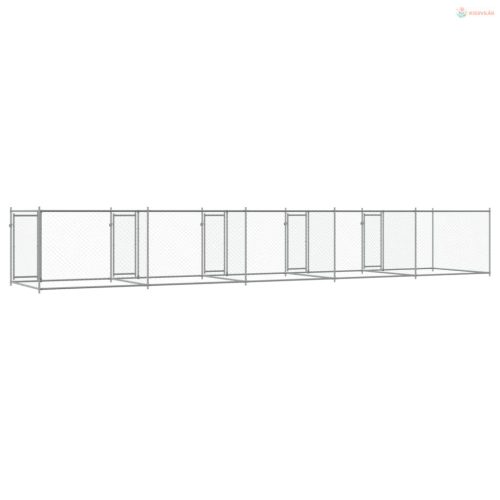 Szürke horganyzott acél kutyaketrec ajtókkal 10 x 2 x 1,5 m