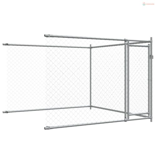 Szürke horganyzott acél kutyaketrec ajtókkal 10 x 2 x 1,5 m