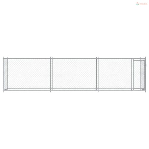 Szürke horganyzott acél kutyaketrec ajtóval 6 x 2 x 1,5 m