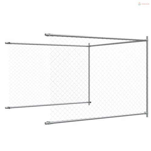 Szürke horganyzott acél kutyaketrec ajtóval 6 x 2 x 1,5 m