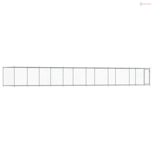 Szürke horganyzott acél kutyaketrec ajtóval 12 x 2 x 1,5 m