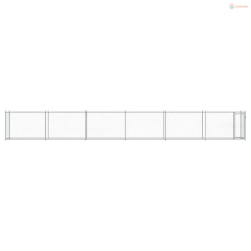 Szürke horganyzott acél kutyaketrec ajtóval 12 x 2 x 1,5 m