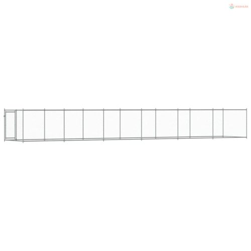 Szürke horganyzott acél kutyaketrec ajtóval 12 x 2 x 1,5 m