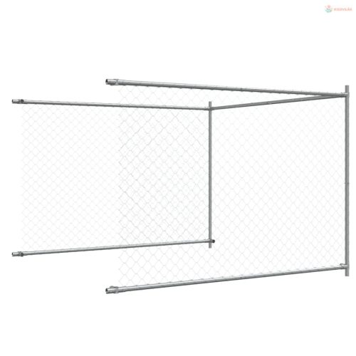 Szürke horganyzott acél kutyaketrec ajtóval 12 x 2 x 1,5 m