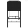 2 db fekete polyrattan kerti ültetőláda polccal 90 x 40 x 75 cm
