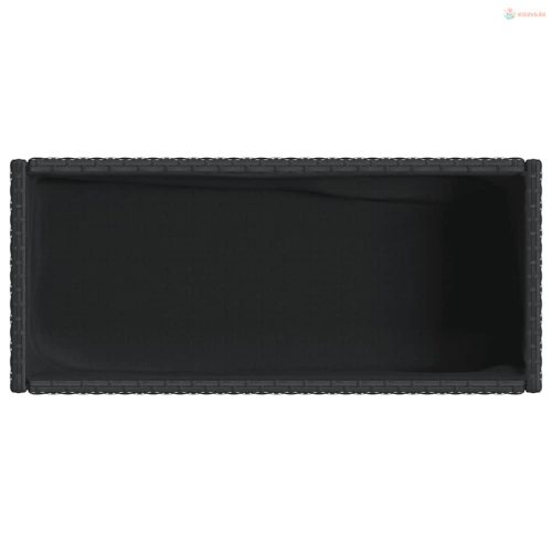 2 db fekete polyrattan kerti ültetőláda polccal 90 x 40 x 75 cm