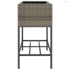 2 db szürke polyrattan kerti ültetőláda polccal 90 x 40 x 75 cm