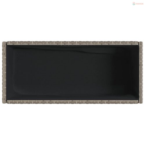 2 db szürke polyrattan kerti ültetőláda polccal 90 x 40 x 75 cm