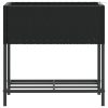 2 db fekete polyrattan kerti ültetőláda polccal 70 x 28 x 70 cm