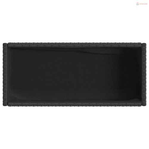 2 db fekete polyrattan kerti ültetőláda polccal 70 x 28 x 70 cm