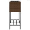 2 db barna polyrattan kerti ültetőláda polccal 70 x 28 x 70 cm