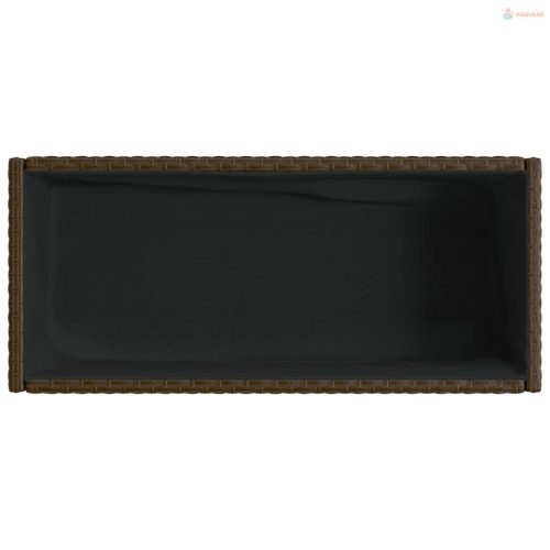 2 db barna polyrattan kerti ültetőláda polccal 70 x 28 x 70 cm