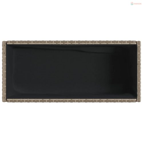 2 db szürke polyrattan kerti ültetőláda polccal 70 x 28 x 70 cm