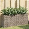 2 db szürke polyrattan kerti ültetőláda 2 cseréppel 90x20x40 cm