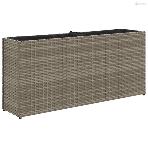 2 db szürke polyrattan kerti ültetőláda 2 cseréppel 90x20x40 cm