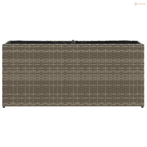 2 db szürke polyrattan kerti ültetőláda 2 cseréppel 90x20x40 cm