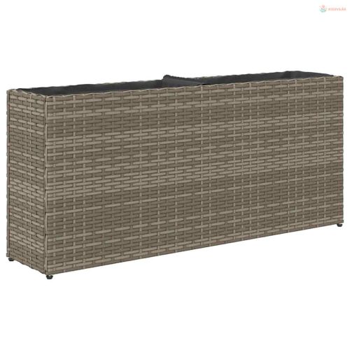 2 db szürke polyrattan kerti ültetőláda 2 cseréppel 90x20x40 cm