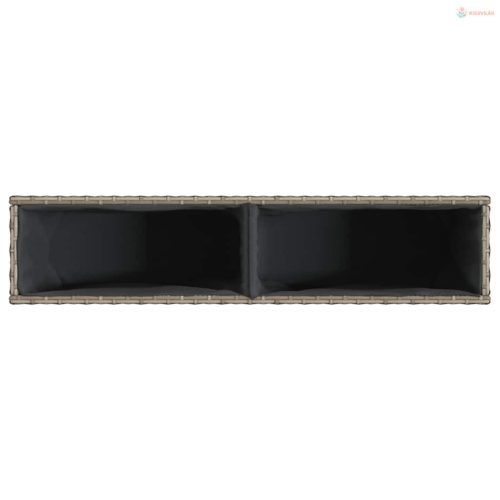 2 db szürke polyrattan kerti ültetőláda 2 cseréppel 90x20x40 cm