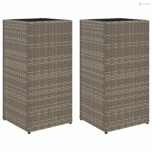 2 db szürke polyrattan kerti ültetőláda 30x30x60 cm