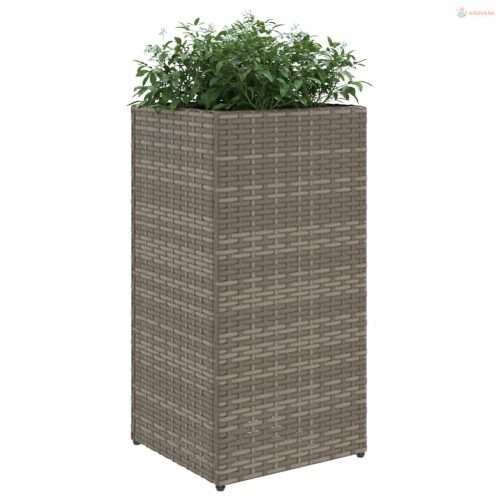 2 db szürke polyrattan kerti ültetőláda 30x30x60 cm
