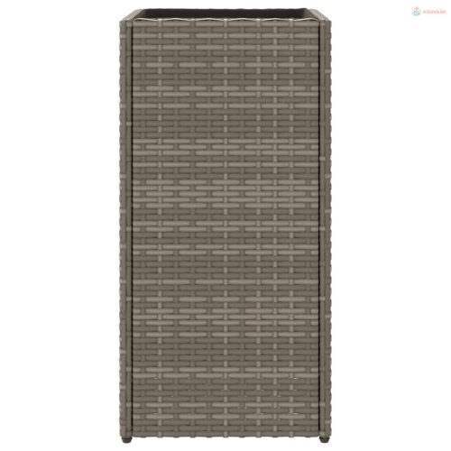2 db szürke polyrattan kerti ültetőláda 30x30x60 cm