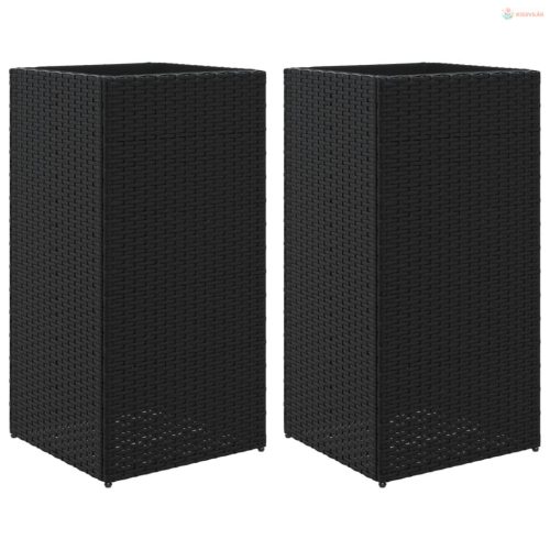 2 db fekete polyrattan kerti ültetőláda 40x40x80 cm