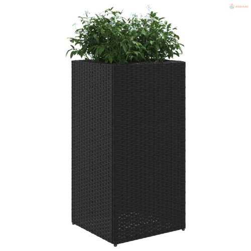 2 db fekete polyrattan kerti ültetőláda 40x40x80 cm