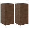 2 db barna polyrattan kerti ültetőláda 40x40x80 cm