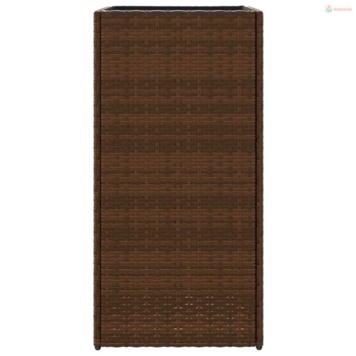 2 db barna polyrattan kerti ültetőláda 40x40x80 cm