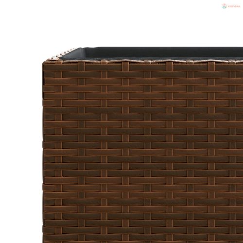 2 db barna polyrattan kerti ültetőláda 40x40x80 cm