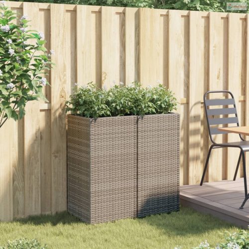 2 db szürke polyrattan kerti ültetőláda 40x40x80 cm
