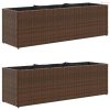2 db barna polyrattan kerti ültetőláda 3 cseréppel 105x30x32cm