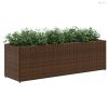 2 db barna polyrattan kerti ültetőláda 3 cseréppel 105x30x32cm
