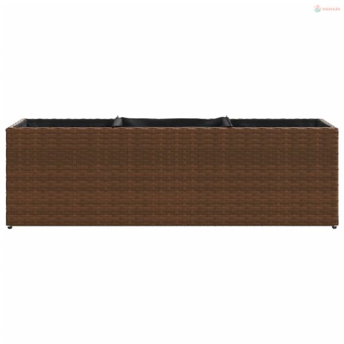 2 db barna polyrattan kerti ültetőláda 3 cseréppel 105x30x32cm